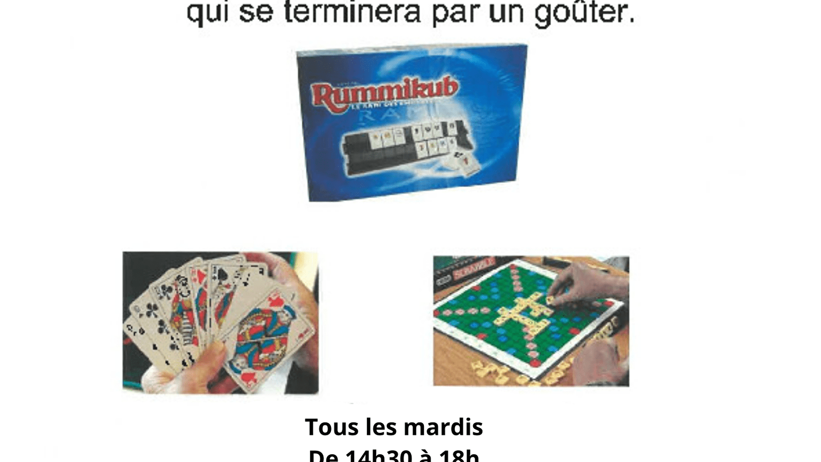 Après midi jeux de société et goûter par le club des 3 printemps